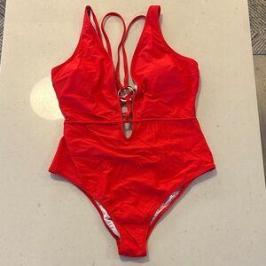 Cupshe Red One-Piece Cutout Swimsuit removable pads, removed 🏷️ size 12